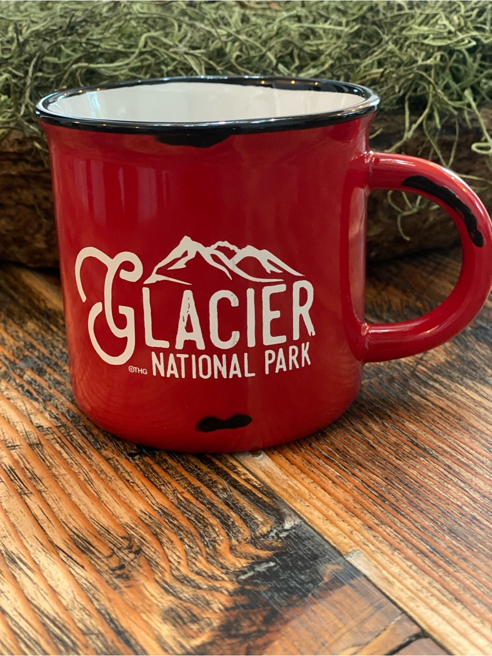 Vintage -Style Red Glacier National Park Enamel Camp Mug